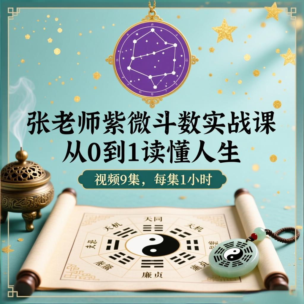 张老师【零基础必学】紫微斗数实战课从0到1读懂人生视频9集，每集1小时
