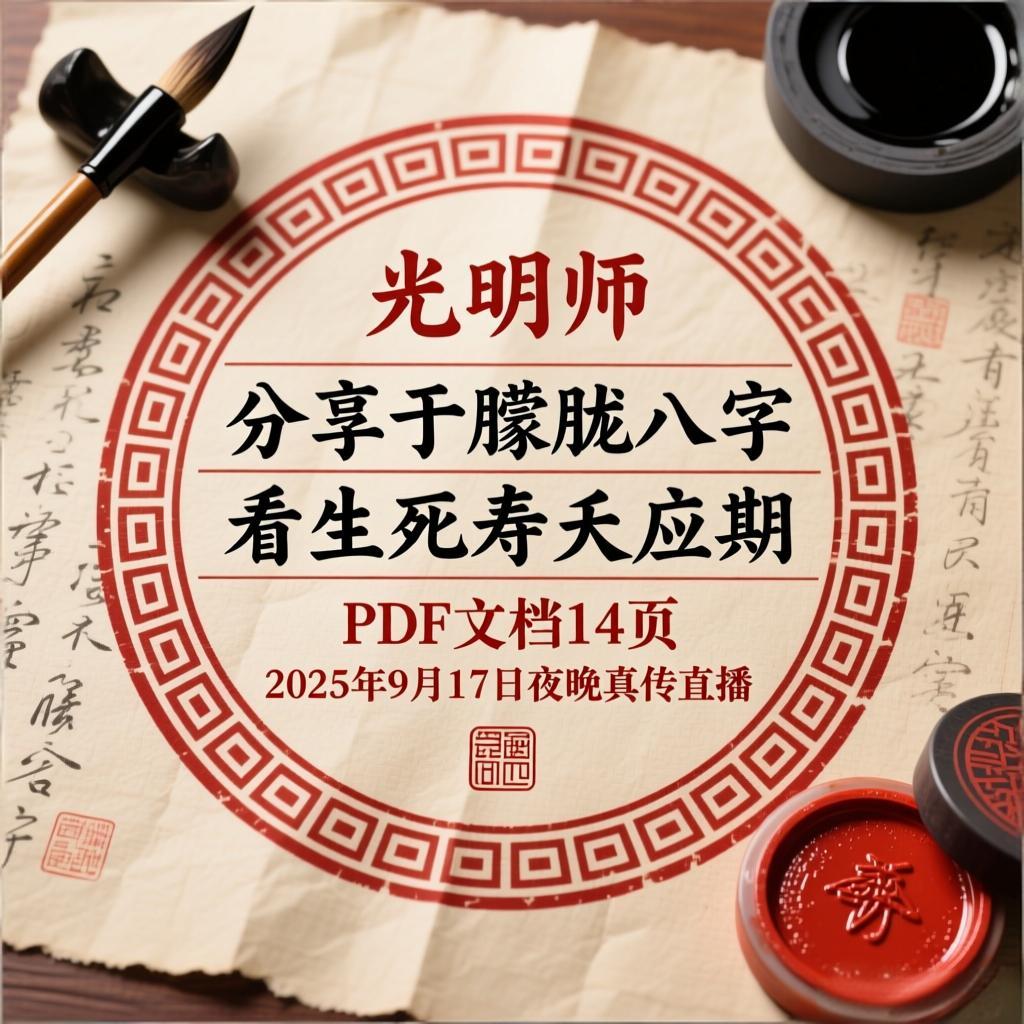 【免费】光明师 于朦胧八字看生死寿夭应期 PDF文档14页  25年9月17日晚
