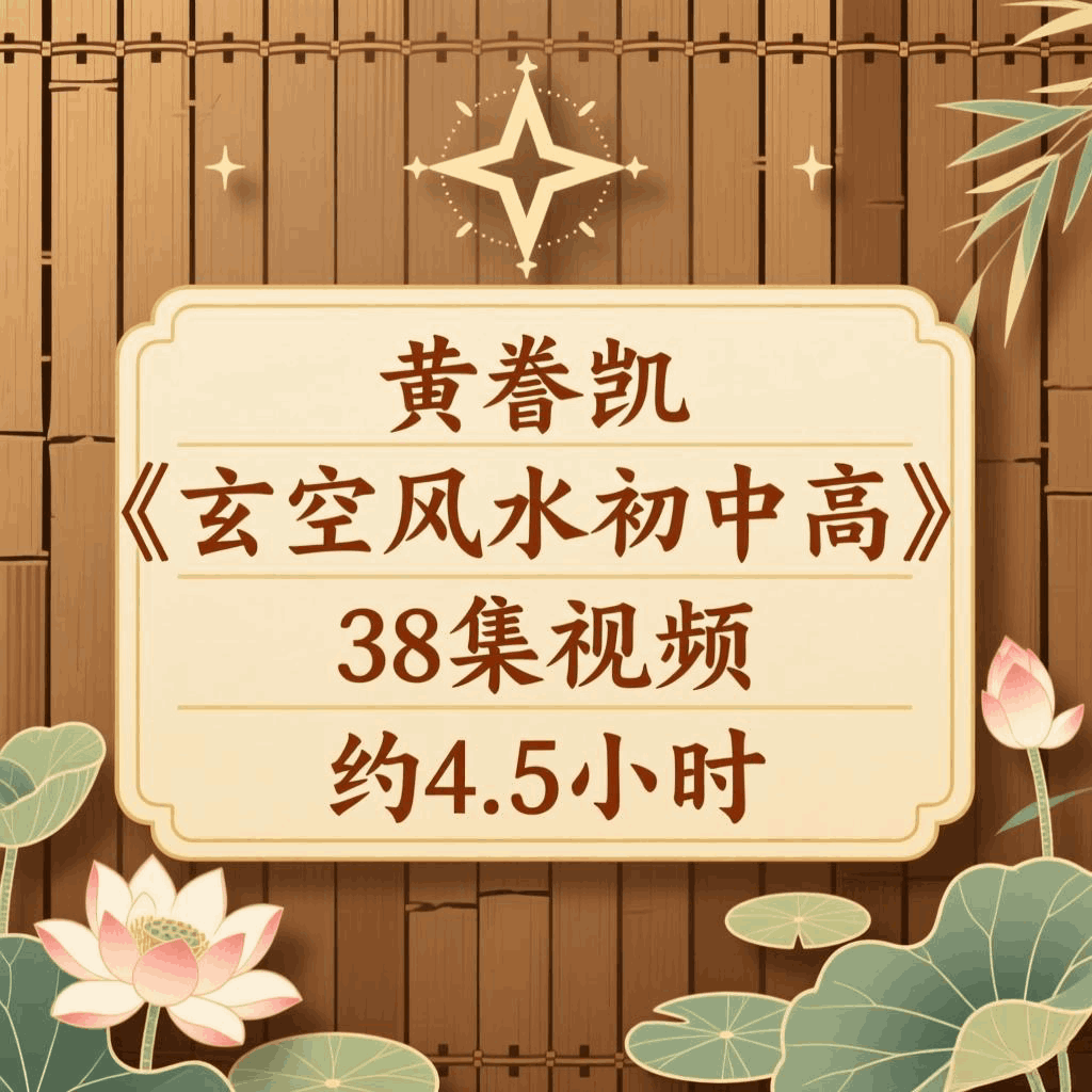 黄眷凯《玄空风水初中高》38集视频，约4.5小时
